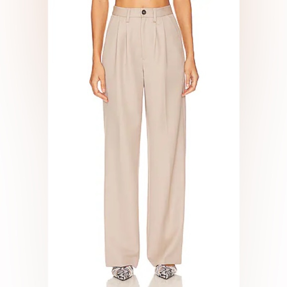 New Anine Bing‎ Carrie Pant Pleated Wide Leg in Taupe Tan Size 40